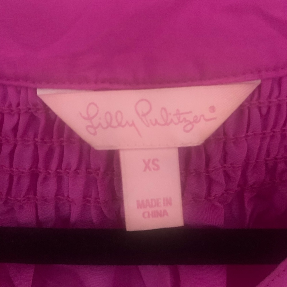 Lilly Pulitzer Vibrant Pink “Orchid” Elsa Blouse 100% Silk - Picture 2 of 4